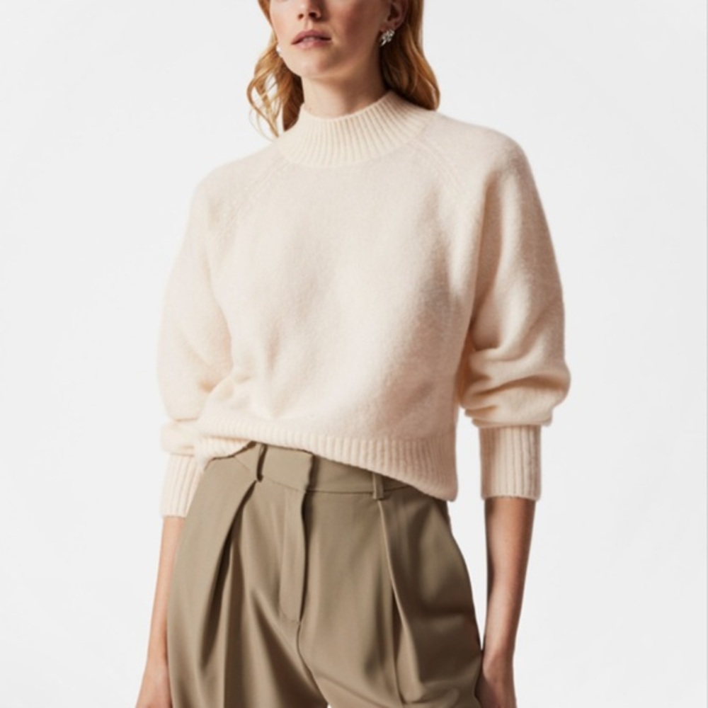 & other stories paris atelier wool blend cream holiday fuzzy sweater size XS